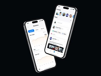 Fitness app concept. Statistics and Feed app app design feed fitness mobile mobile app mobile design sport statistics ui ui design ux ux design workout