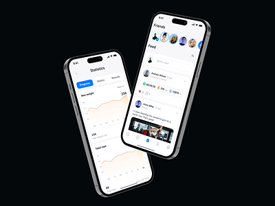 Fitness app concept. Statistics and Feed