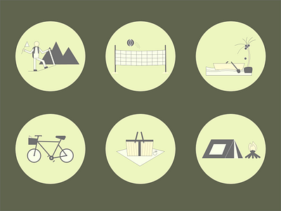 Outdoor Activity Icon Set (Dribbble Weekly Warm-Up)