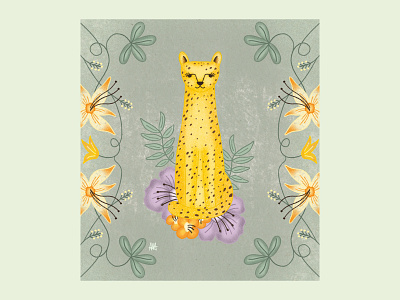 Floral Cheetah animals digital art floral art floral pattern illustration procreate