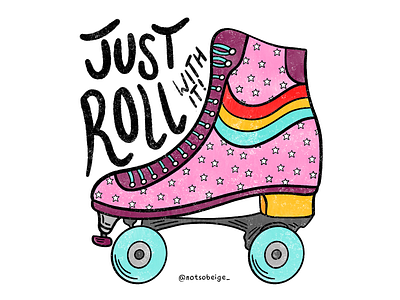 Just Roll With It art design digital art digital painting hand drawn logo illustration illustrator procreate roller scate vintage logo