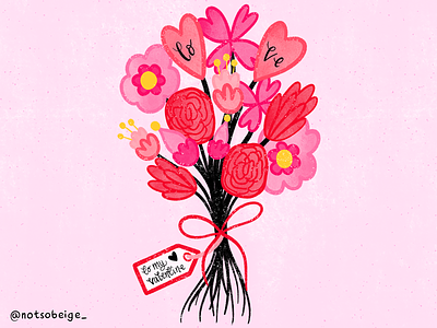 Valentines Bouquet art calligraphy design digital art digital painting floral art floral pattern hand lettering illustration modern calligraphy procreate valentines valentines day card valentinesday