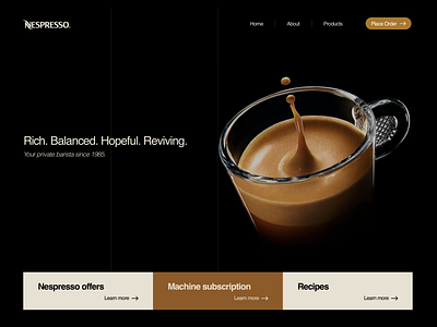 Nespresso Landing Page design hero image landingpage ui