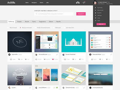 Dribbble Redesign - Home clean dribbble flat design redesign ui