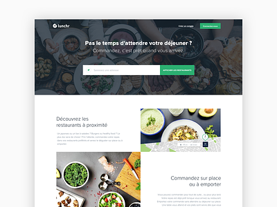 Lunchr website - home clean foodtech landing page product design startup