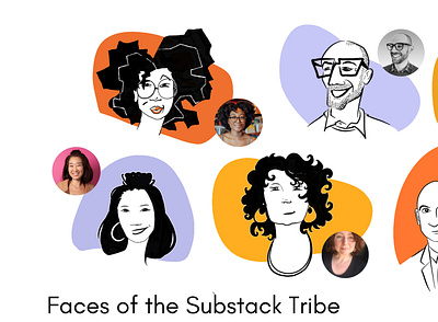 Faces of the Tribe - Substack Writers Illustrations drawing illustration portrait profile picture