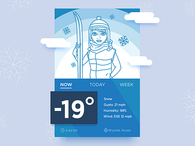 Day 37 - Weather app dailyui illustration lineart outline skiing stroke ui ux weather winter