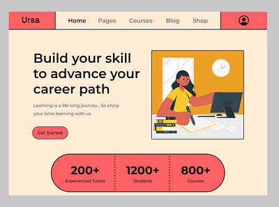 Online Learning Platform Landing Page : Concept design minimal simple ui uidesign