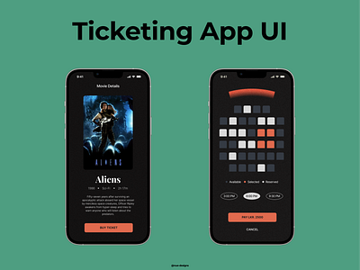 Ticketing App UI appui branding classic dark design film minimal movie simple ui uidesign