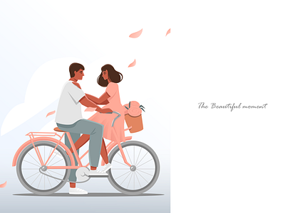 The beautiful moment adobeillustrator artwork bike date digitaldraw flatillustration illustration illustrator love pair pink summer vectorart vectorillustration