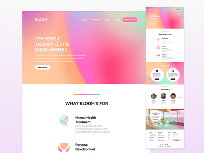 Psychedelic Therapy Center Concept - Landing Page colorful concept gradient landing page medical care mental health product design psychedelic ui ux web design