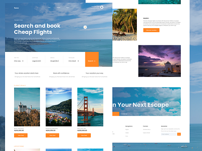 A landing page for a flight booking website