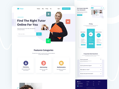 Online Tutor - Landing page academy clean course elearning landing page learning platform lesson online teaching tutor ui user experience userinterface ux web design website design