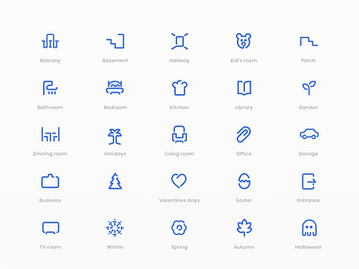 Icon set for a SmartHome Application design icons icons pack iconset line mobile ui smarthome typography user interface vector