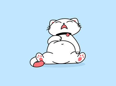 After Dinner Kitty branding cat character cute design illustration kawaii logo neko vector white