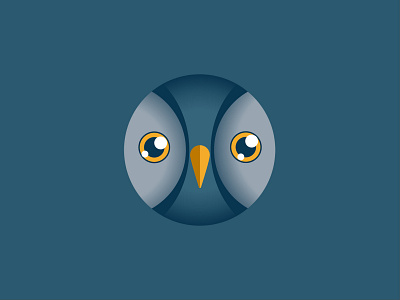 Circle Bird Series: Owl bird blue branding design face front grey illustration logo night owl vector yellow