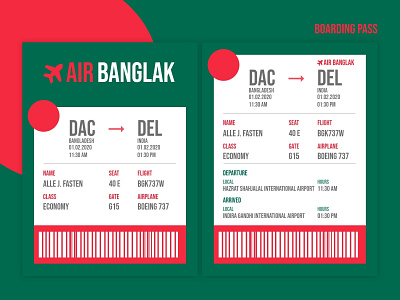 #24 Daily UI - Air Banglak app bangladesh boarding pass branding daily 100 challenge dailyui design travel typography ui ux
