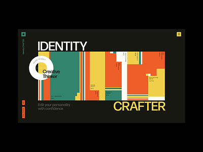 Identity Crafter after effects animation blocks distort editor glitch interaction page transition pattern personality points web design wipe xd