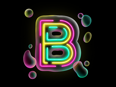 Bubbly bubbles drop cap glow lettering neon type