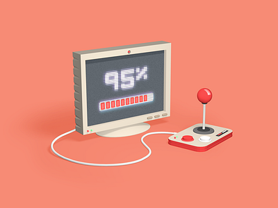 Loading computer illustration joystick old school percent statistic video game