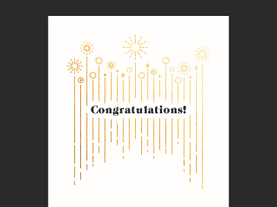 Fireworks congratulations fireworks gold illustration linework postcard type