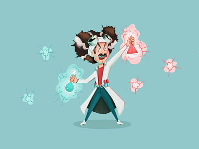 woman mad scientist cartoon