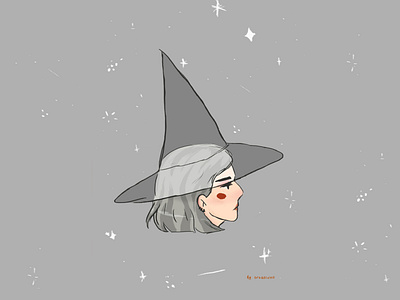 Witch 2d art adobe photoshop computer art cosmos illustation stars witch