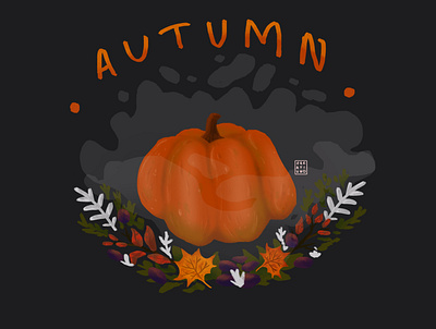 Autmn adobe photoshop autumn flat flowers illustation illustration leaves pumpkin
