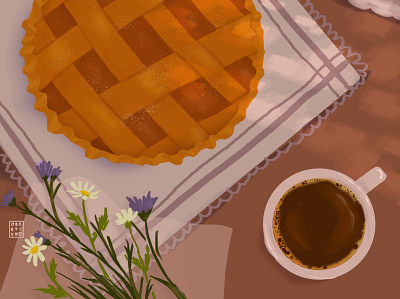 Autumn cake 2d art adobe photoshop autumn cake coffee cup illustation