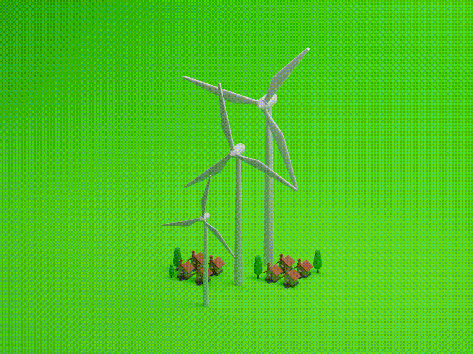 Windmills 3d animation blender green house windmill