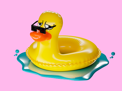 Yellow duck 3d blender duck graphic design pink yellow