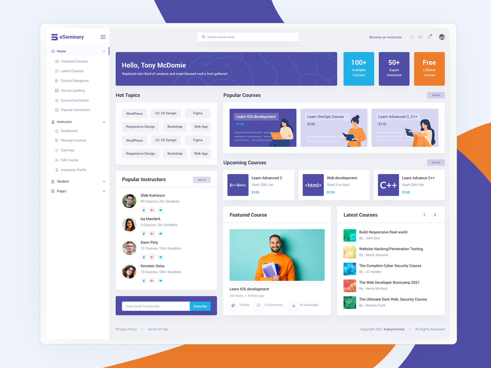 eSeminary – Online Courses Marketplace Admin Template by AuburnForest ...