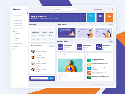 eSeminary – Online Courses Marketplace Admin Template admin college course coursera dashboard education elearning instructor learning management system lesson school teacher template theme tutorial udemy university web design