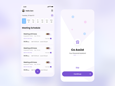 Co Assist-Personal Assistant IOS App. add task app design application branding business daily work schedule design logo minimal app personal assistant professional startups to dos ui