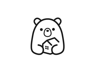 Minimal Bear Home Line Logo (for Sale) branding for sale graphic design illustration line logo logo logo design logo for sale logofolio logoground minimal