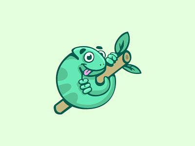 Chameleon Illustration Mascot Logo