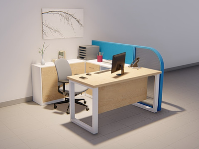 Workstation Setup design furniture furniture design lumion office sketchup