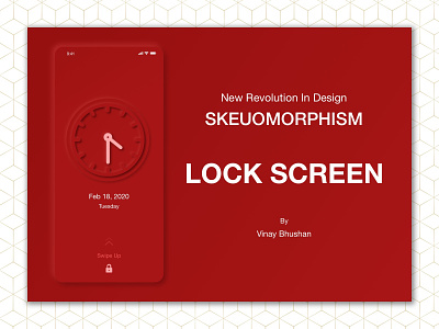 Mobile Lock Screen Skeuomorphism animation branding clock design dribbble ecommerce illustration lockscreen minimal mobile design mobile ui red uiux ux