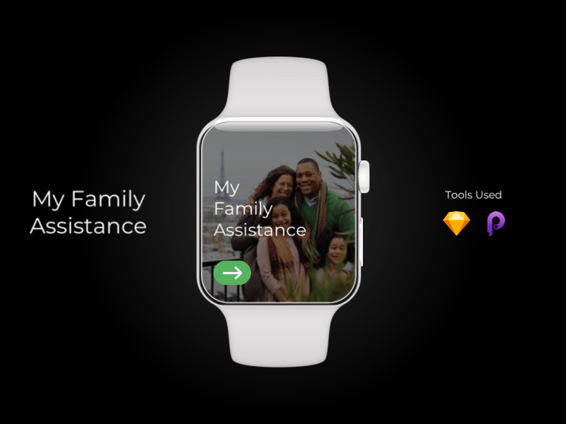 My Family Assistance animation app design apple watch black design dribbble family gif minimal smartwatch ui uidesign uiux ux uxdesign watch