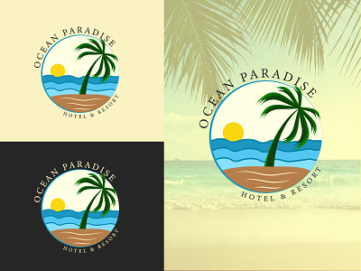 Ocean Paradise logo branding colorful design flat graphic design hotel illustration logo logo design logo maker resort unique vector