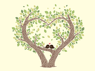 Lovetree illustration lovebirds wedding