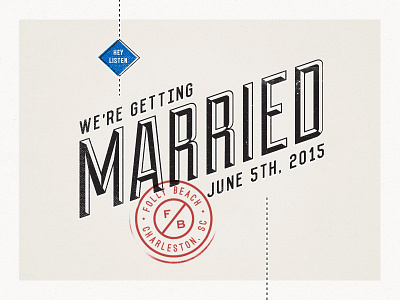 We're Getting Married! beach blue invitation letterpress stamp typography vintage website wedding