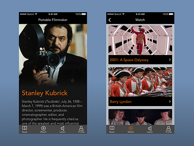 Portable Filmmaker: Stanley Kubrick app design ios mobile movies