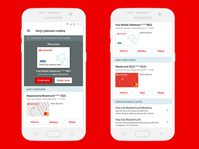 Cards and mobile payments in Santander mobile app | Bank app android app bank banking app card design google pay mobile app ui ux