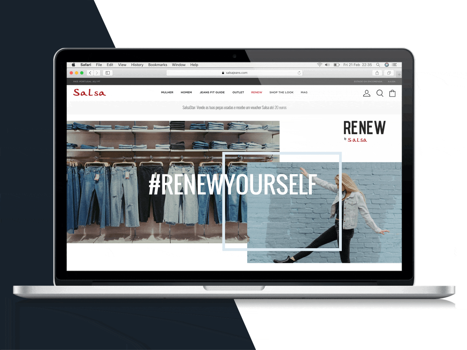 ReNew - Salsa Jeans animation design desktop fashion fashion brand fashion design jeans jeans brand lifestyle salsa sustainability sustainable uidesign uiux uxdesign website young adult