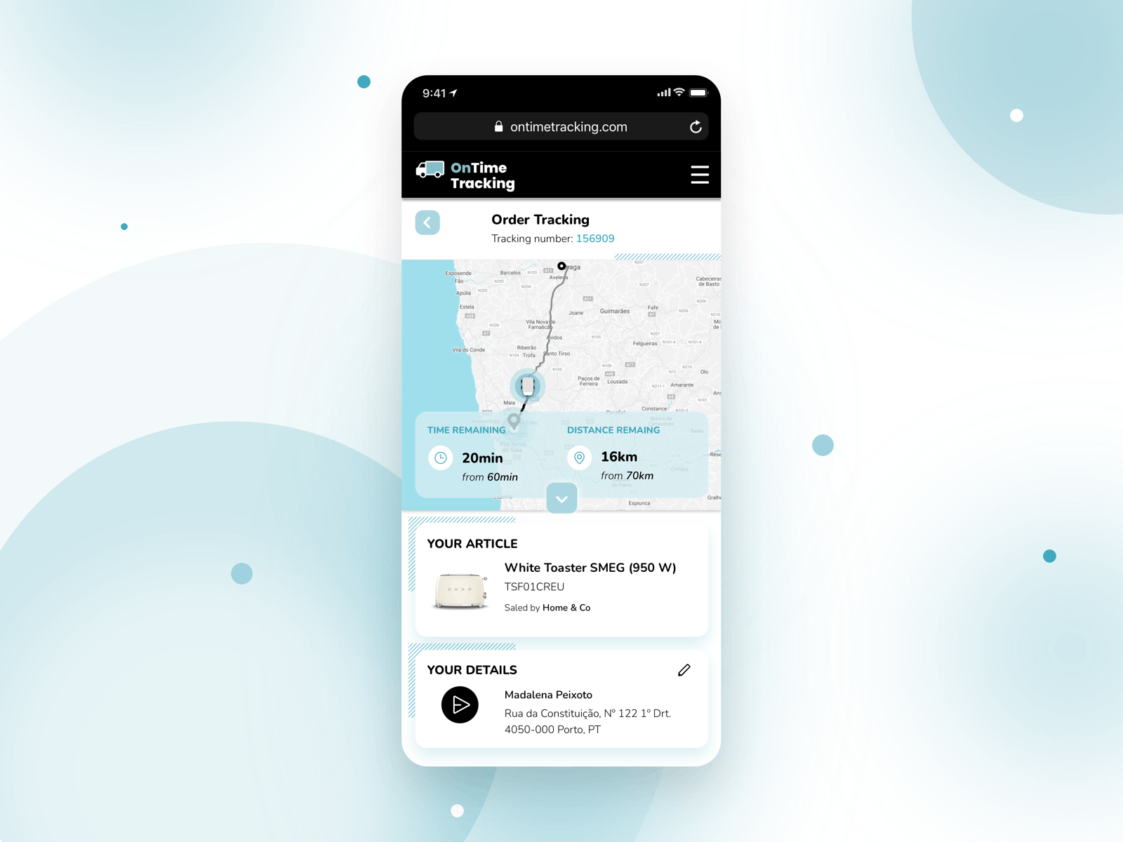 OnTime Tracking animation black blue design destination distance location location tracker map mobile mobile ui order tracking realtime time tracking truck uidesign uiux uxdesign white