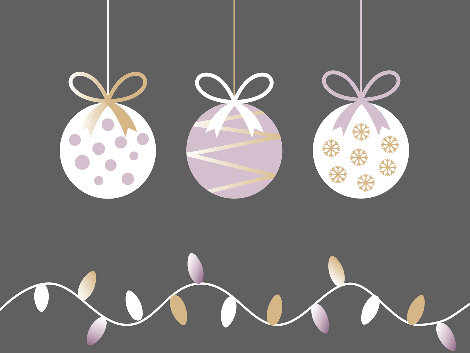 Happy Holidays animation brown christmas christmas ball christmas time flat illustration gif graphic design grey happy holidays holidays lights lilac loop white xmas