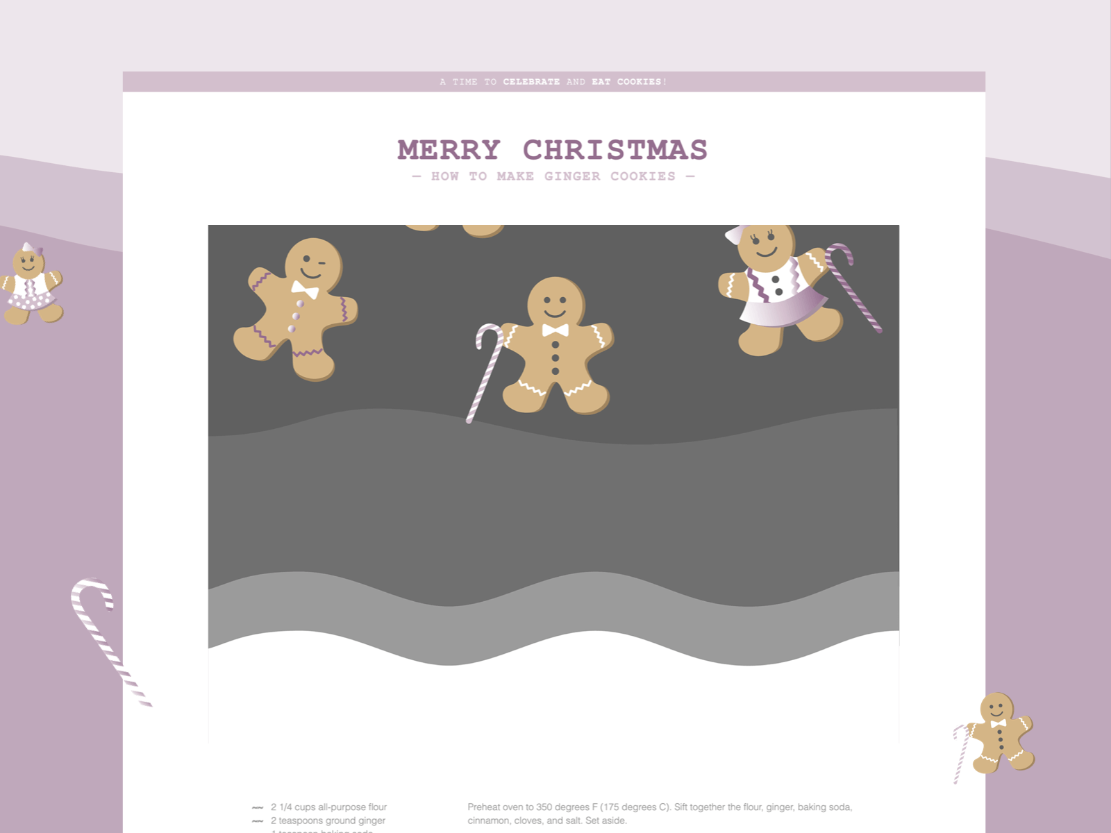 How to Make Ginger Cookies animation brown christmas desktop flat illustration gif ginger ginger cookies grey illustration lilac uidesign uxui website website design