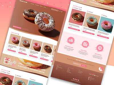 Donut World 3d brown design desktop donut donut shop ecommerce homepage homepage ui pink sprinkles uidesign uiux uxdesign website