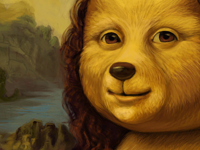 "Mona Lisa Bear" fine art illustration leonardo da vinci masterpiece mona lisa painting teddy bear